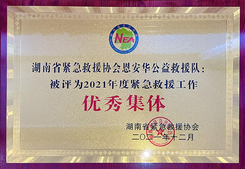 湖南省紧急救援协会紧急救援工作优秀集体